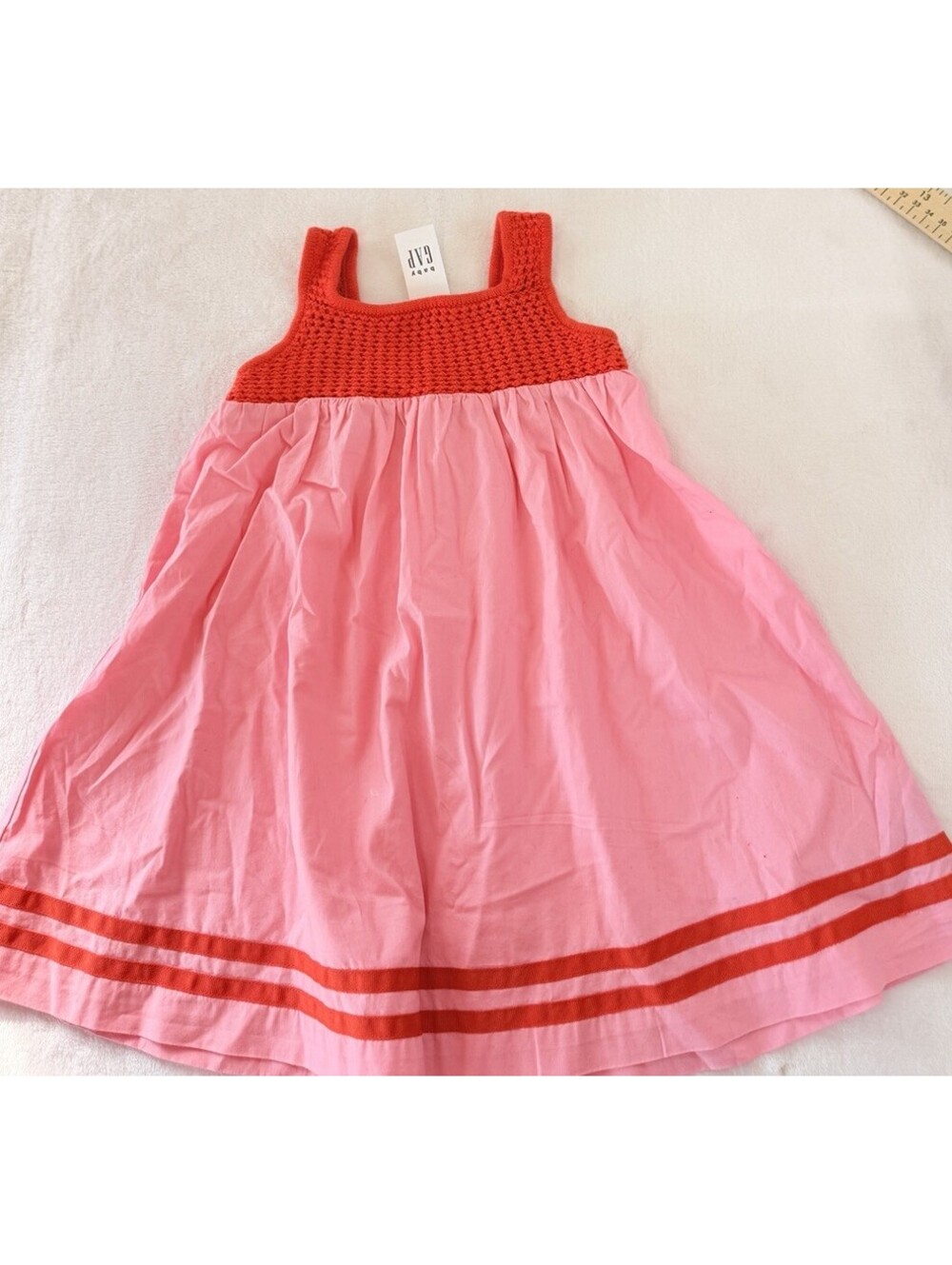 Baby Gap Dress 3T Summer Crochet Sleeveless Pink Fit Flare Sundress Girls New